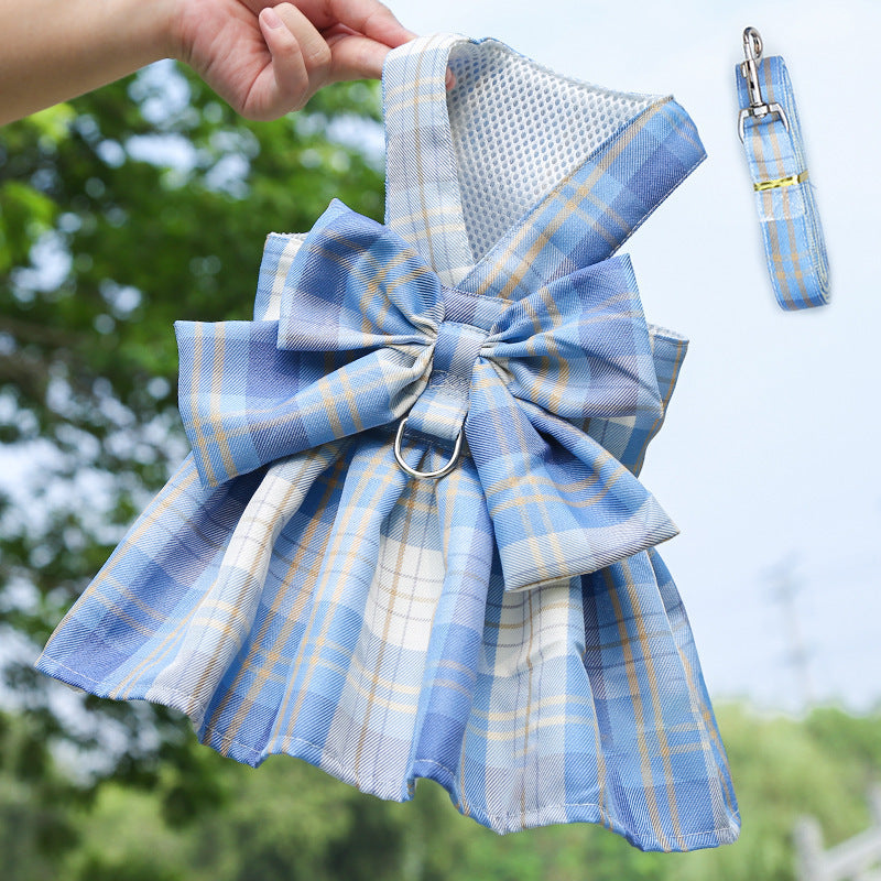 Tartan Bow Harness with Matching Leash – Chic Tails Edition