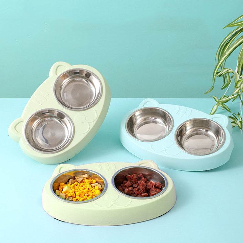 Double Elevated Pet Bowls – Non-Slip Stainless Steel Food & Water Set (Fast Shipping)