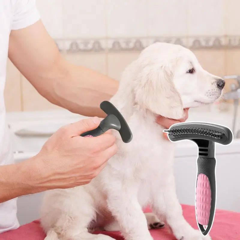 Ergonomic Two-Tone De-Shedding Pet Comb – Comfortable & Rust-Resistant