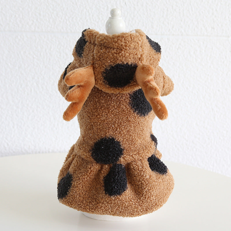 Plush Pup Costume – Cozy Cocoa with Black Spots