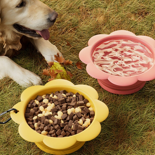 Foldable Flower Pet Bowl – Portable Silicone Feeder for Outdoor Sips