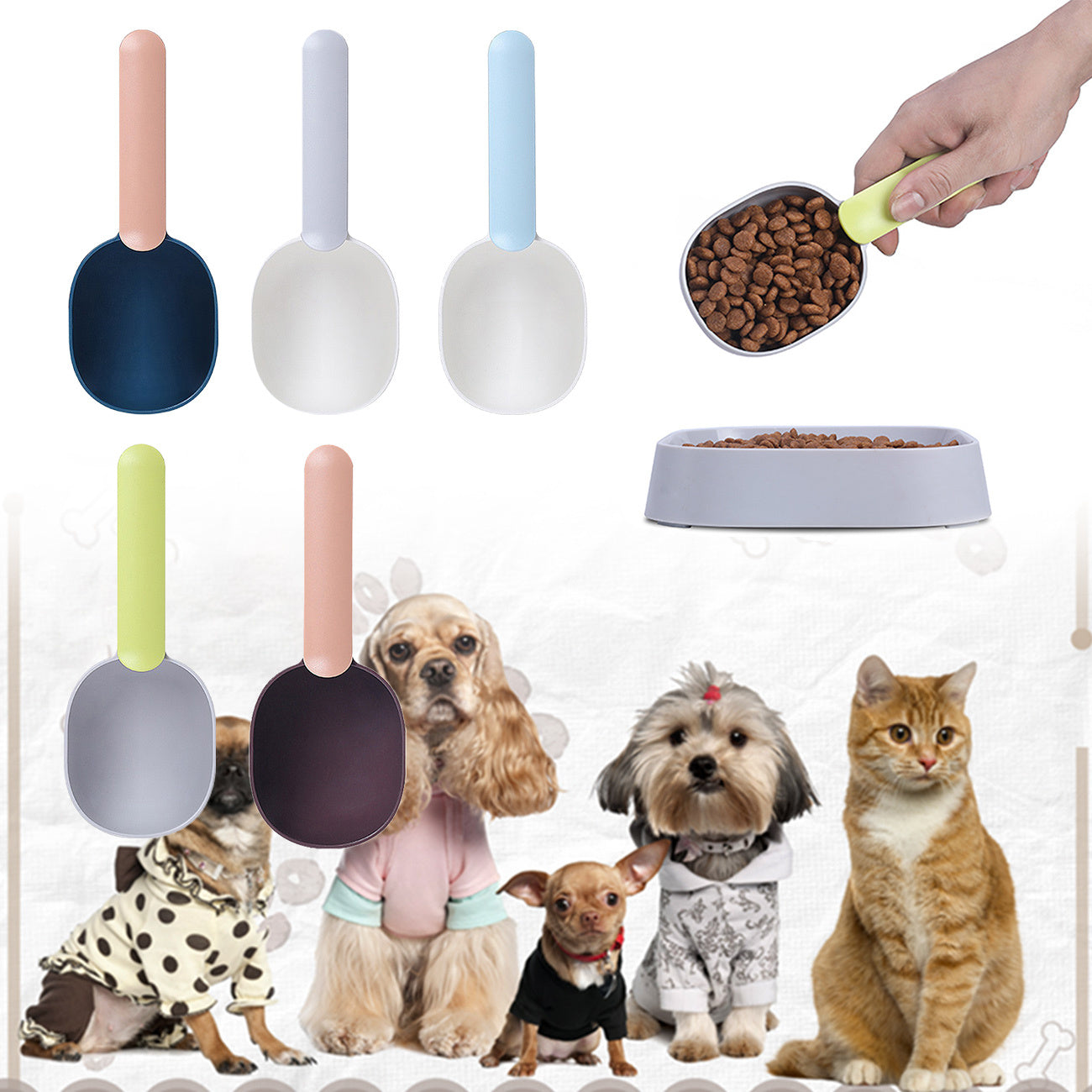 Ergonomic Pet Food Scoop With Clip Handle – Food-Grade ABS, Vibrant Colors (Fast Shipping)