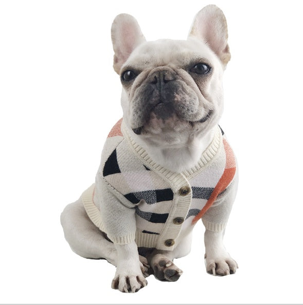 Chic Velvet Dog Sweater – Classic Plaid Style for Cool Weather Walks