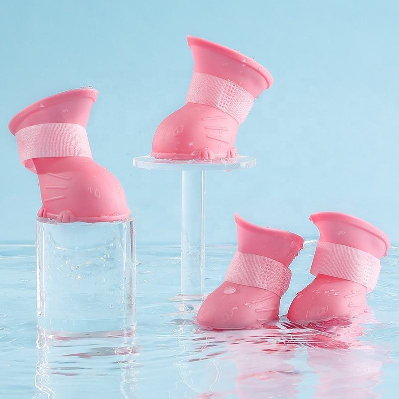 Waterproof Silicone Dog Rain Boots – 4pcs Non-Slip Pet Shoes, Soft & Flexible (Fast Shipping)