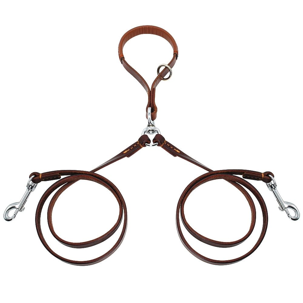 Luxury Handmade Leather Dog Leash – Dual-Handle Elegance for Refined Control