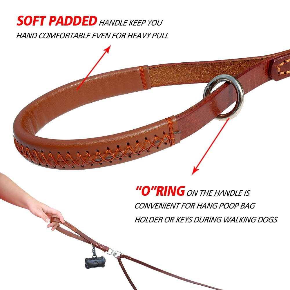 Luxury Handmade Leather Dog Leash – Dual-Handle Elegance for Refined Control