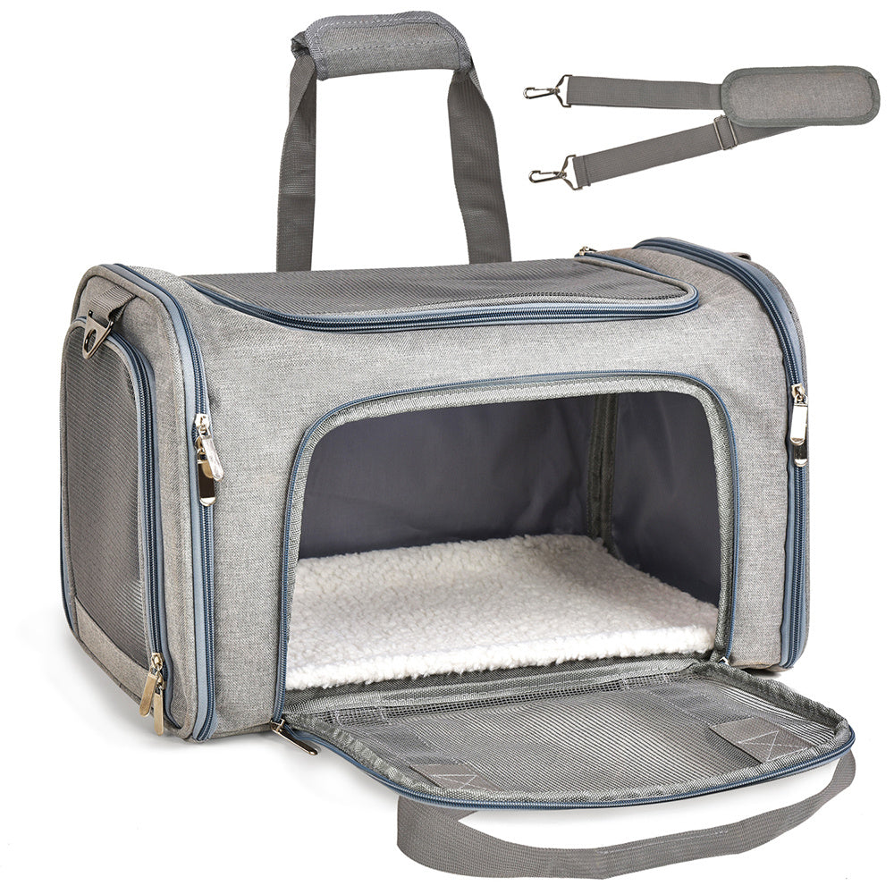 Voyager Linen Pet Carrier – Dual-Handle Travel Tote
