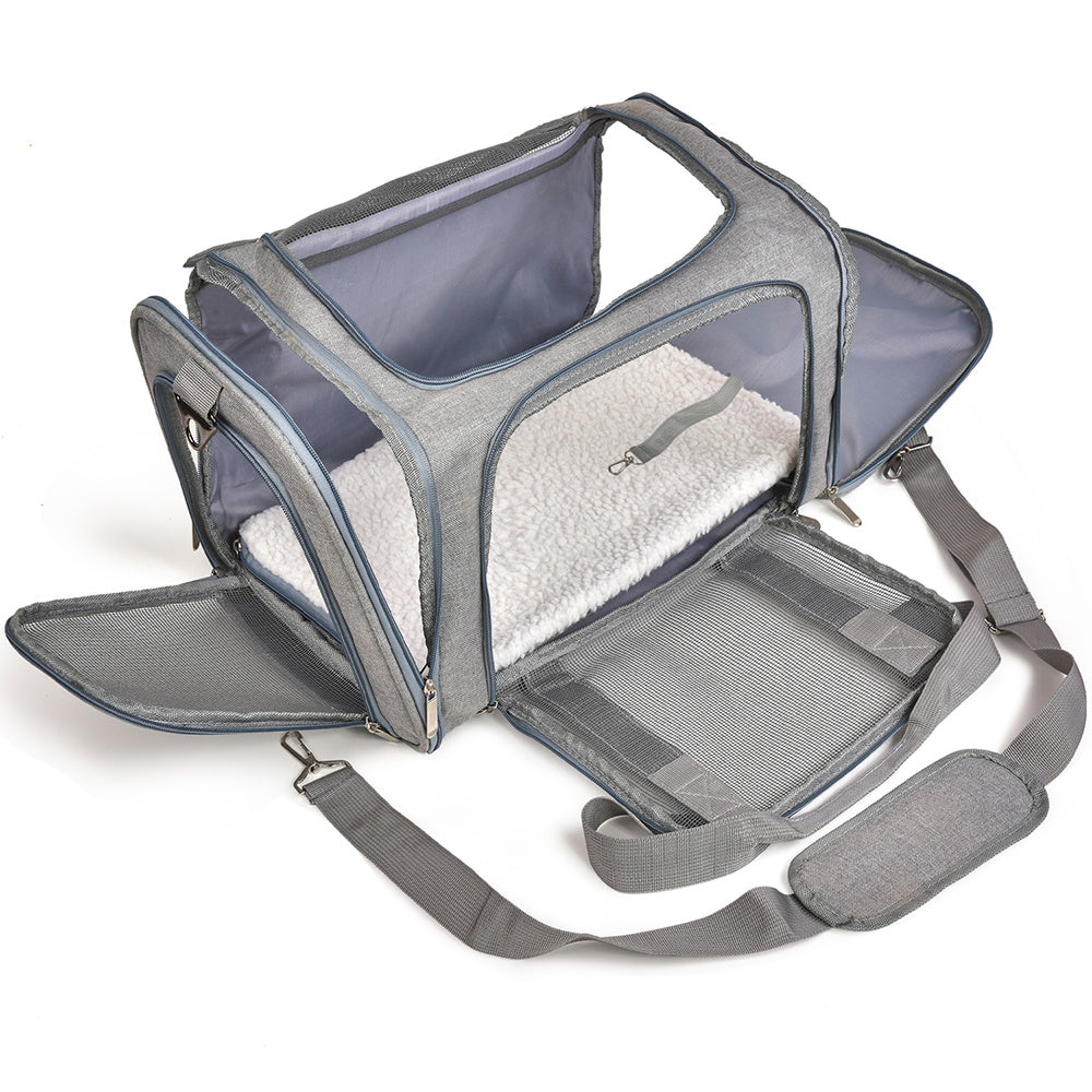 Voyager Linen Pet Carrier – Dual-Handle Travel Tote