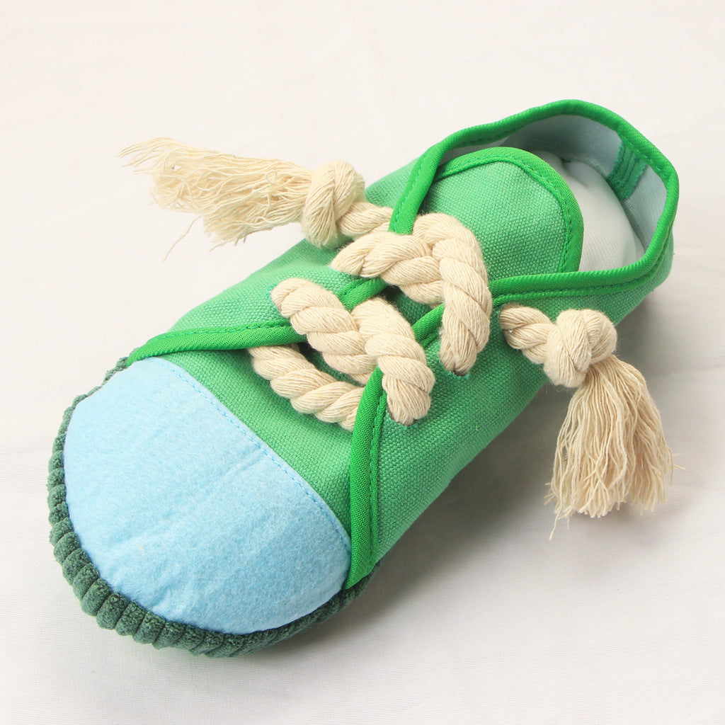 Colorful Canvas Sneaker Chew Toy – With Built-In Squeaker
