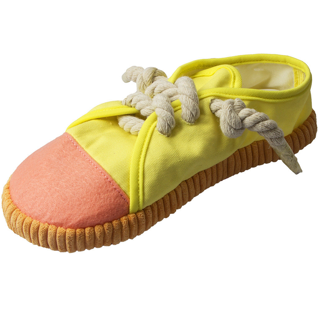 Colorful Canvas Sneaker Chew Toy – With Built-In Squeaker