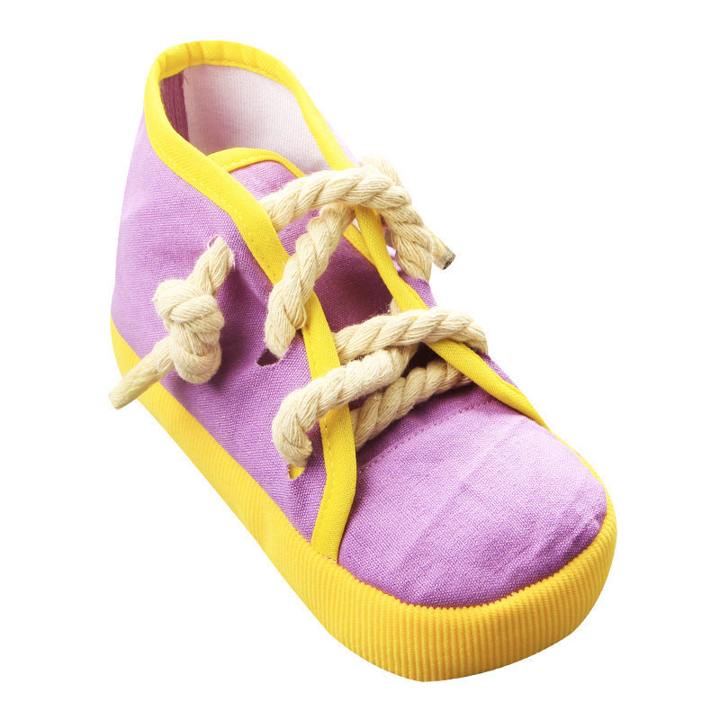 Colorful Canvas Sneaker Chew Toy – With Built-In Squeaker