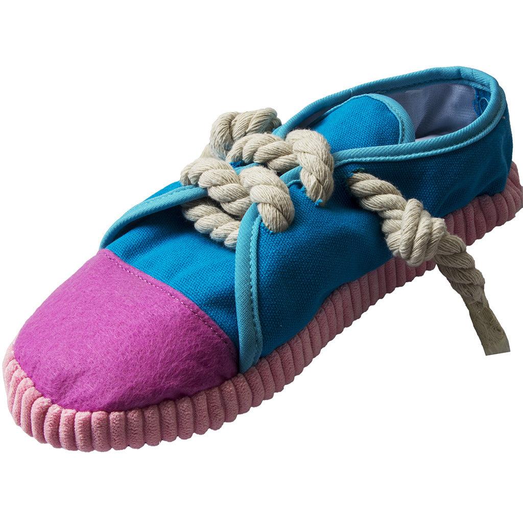 Colorful Canvas Sneaker Chew Toy – With Built-In Squeaker