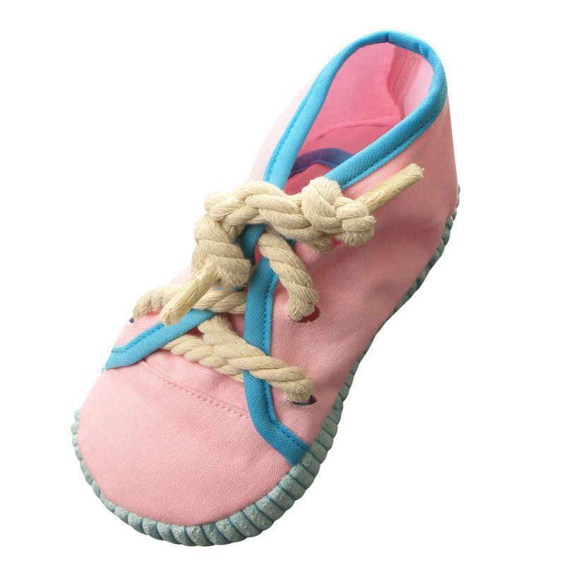 Colorful Canvas Sneaker Chew Toy – With Built-In Squeaker