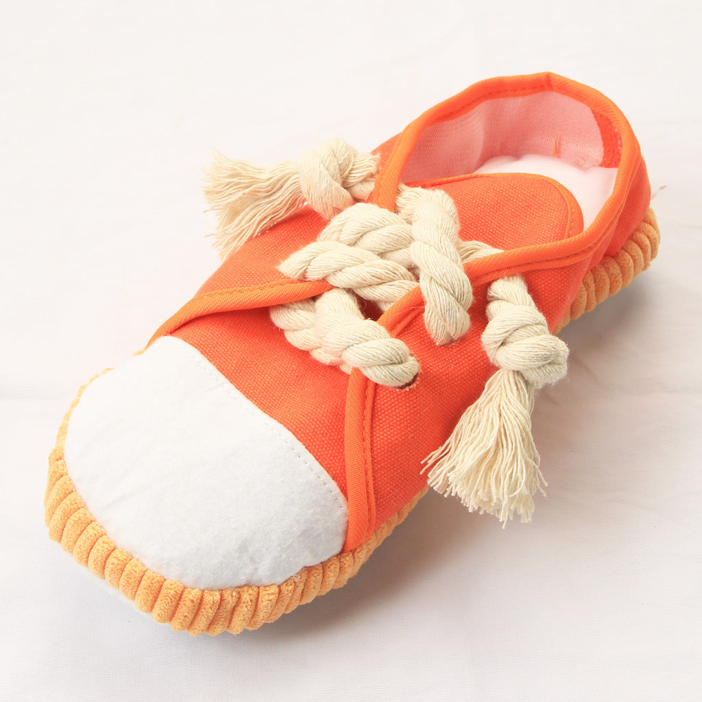 Colorful Canvas Sneaker Chew Toy – With Built-In Squeaker