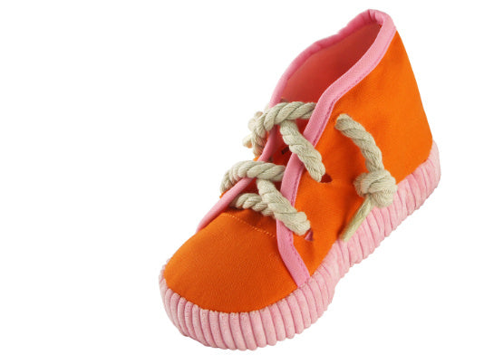 Colorful Canvas Sneaker Chew Toy – With Built-In Squeaker
