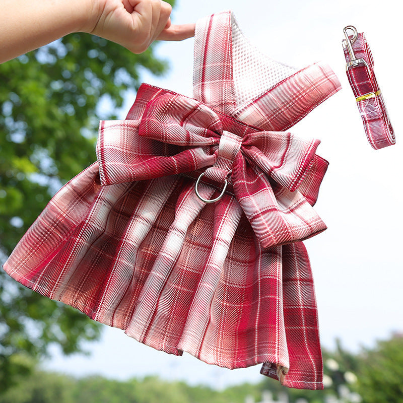 Tartan Bow Harness with Matching Leash – Chic Tails Edition