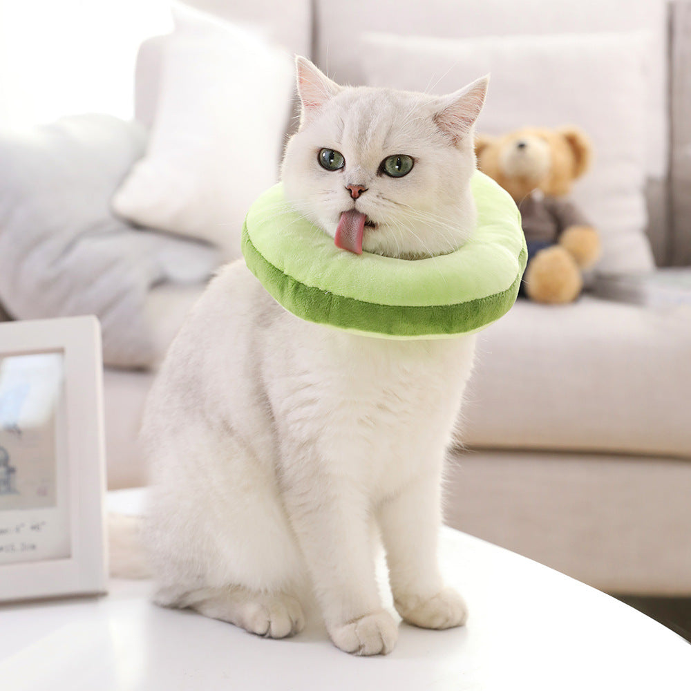 Plush Avocado & Toast Cat Headgear – Soft Protective Collar with a Playful Twist