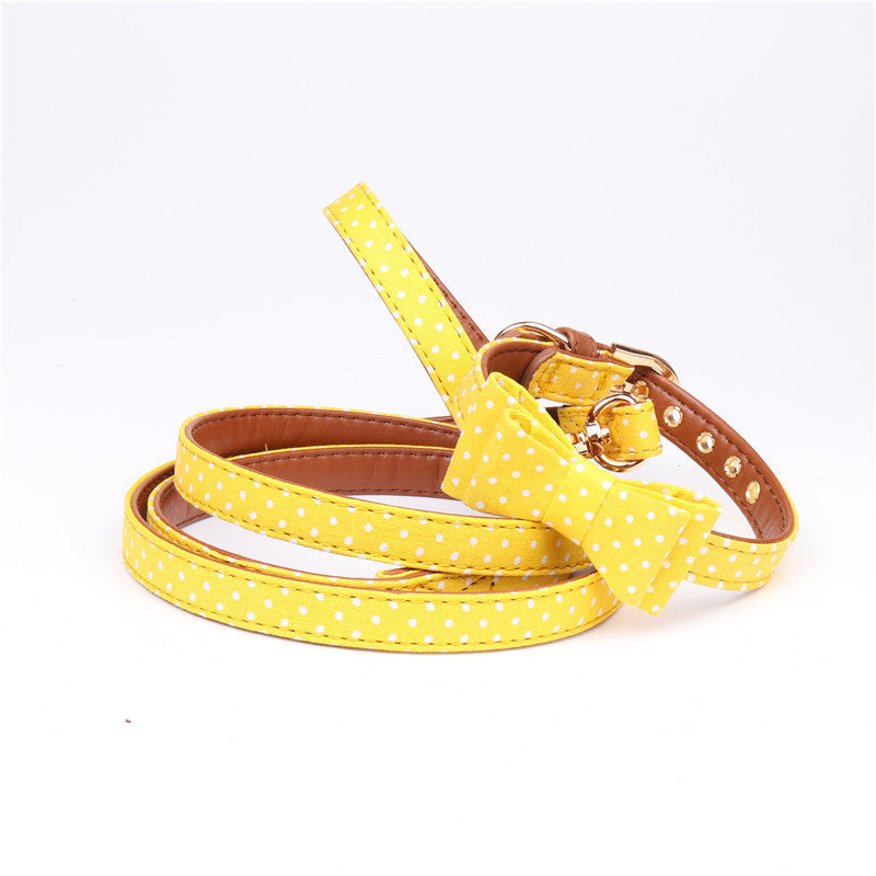 Chic Polka Dot Scarf or Bow Collar & Leash Set – Stylish Everyday Look