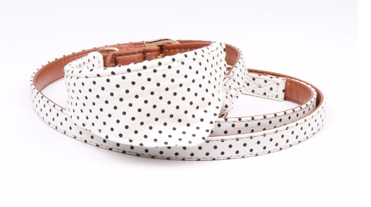Chic Polka Dot Scarf or Bow Collar & Leash Set – Stylish Everyday Look