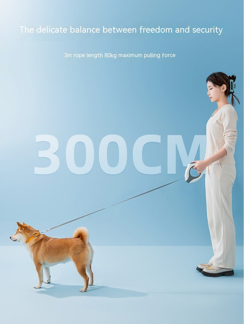 Luminous Ring Retractable Dog Leash – 3M Light-Up Grip Design