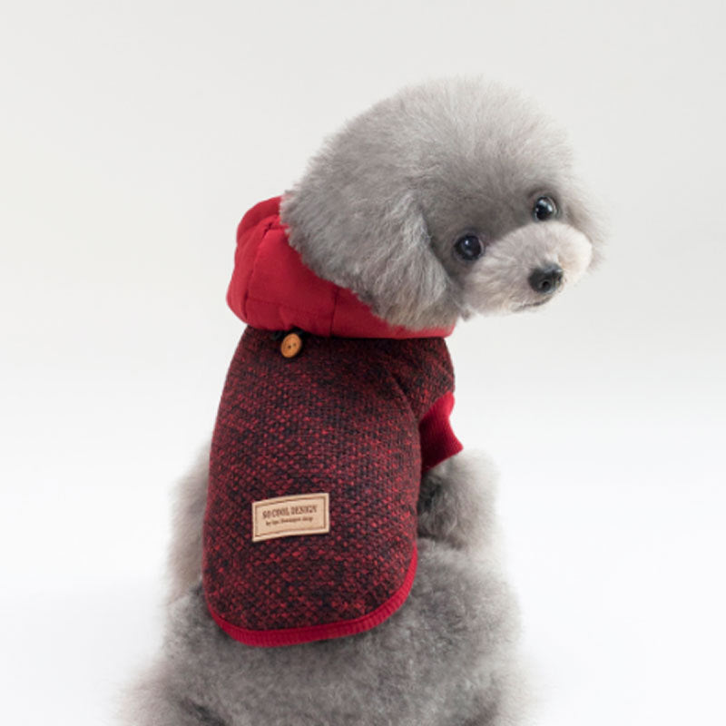 Snowflake Knit Dog Hoodie – Soft Cotton Two-Leg Winter Jacket with Hood