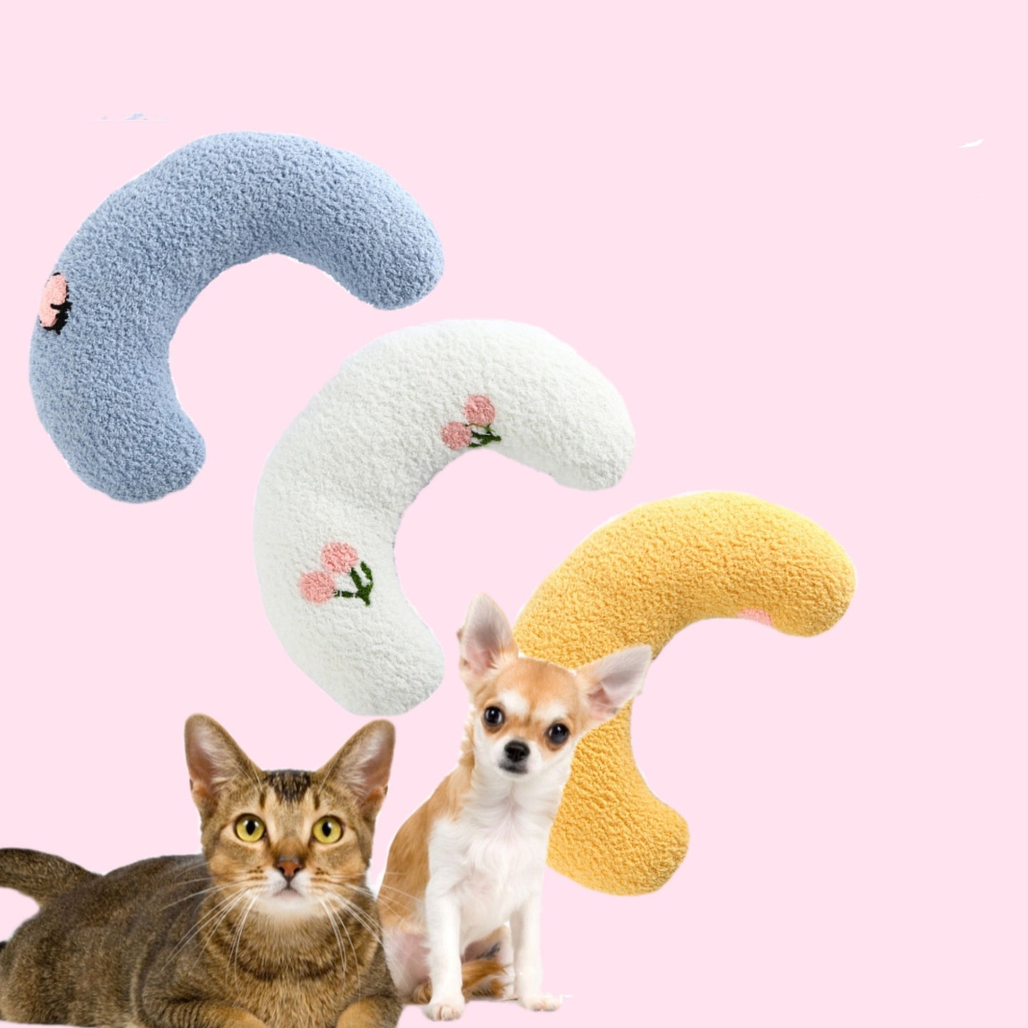 2 or 3pcs Crescent Calming Pet Pillow – Plush Neck Support for Small Dogs & Cats (Offer Inside!)