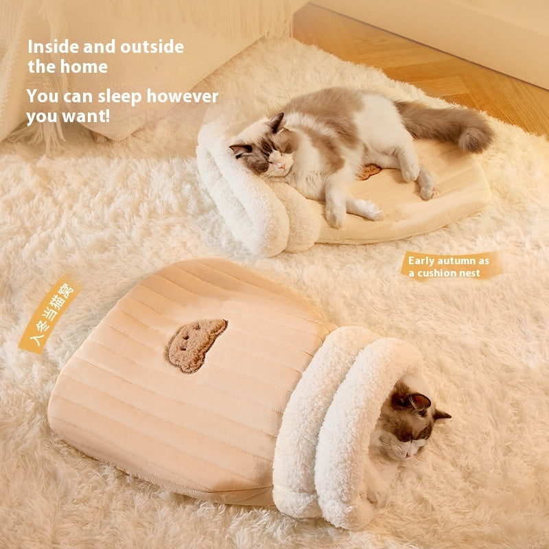 Luna Pocket Nest – Plush Sleeping Bag for Cats & Small Dogs