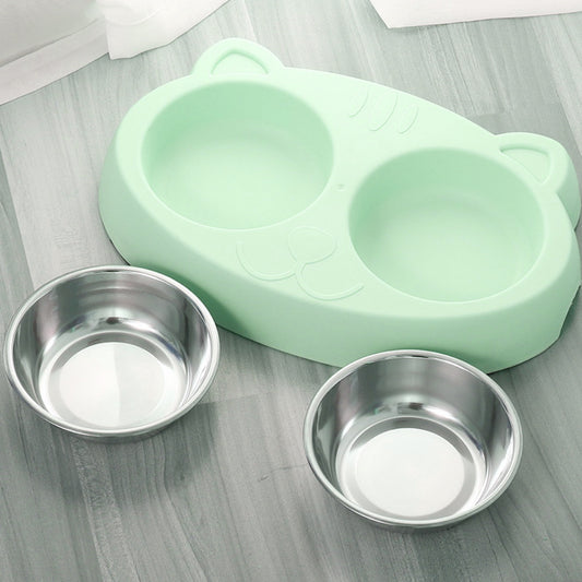 Double Elevated Pet Bowls – Non-Slip Stainless Steel Food & Water Set (Fast Shipping)