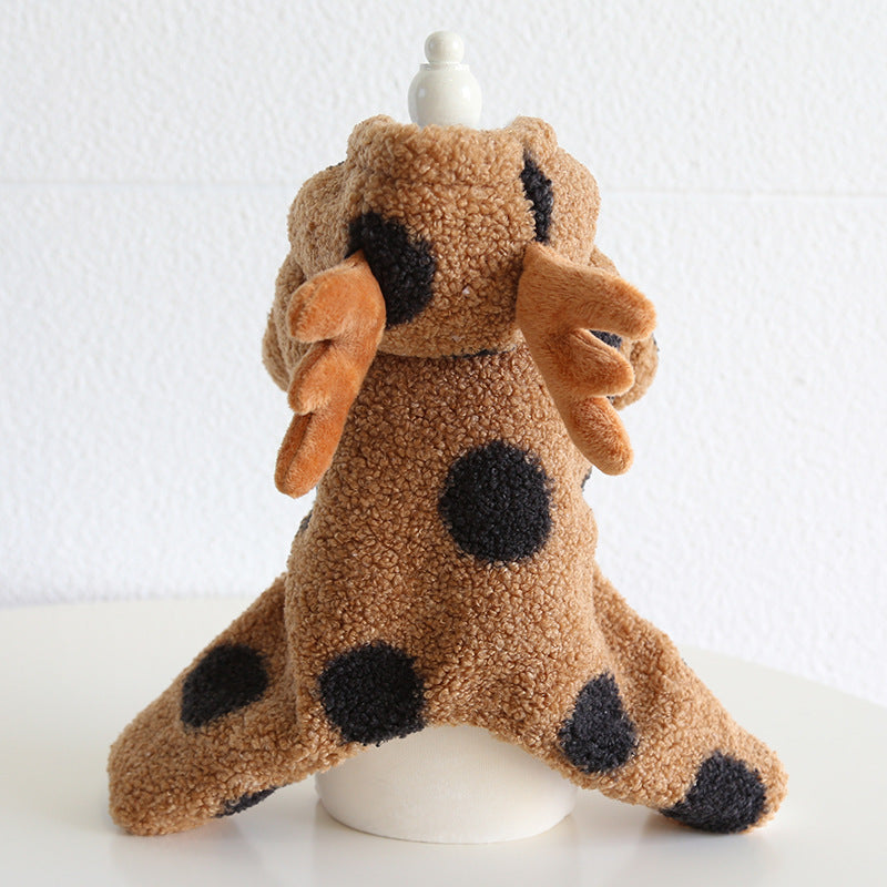 Plush Pup Costume – Cozy Cocoa with Black Spots