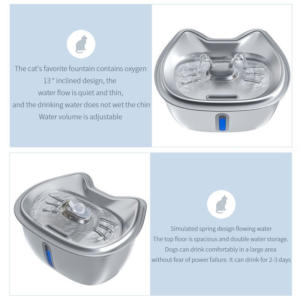 AquaFlow™ 3L Stainless Steel Pet Fountain – Pure Hydration, Elevated Design