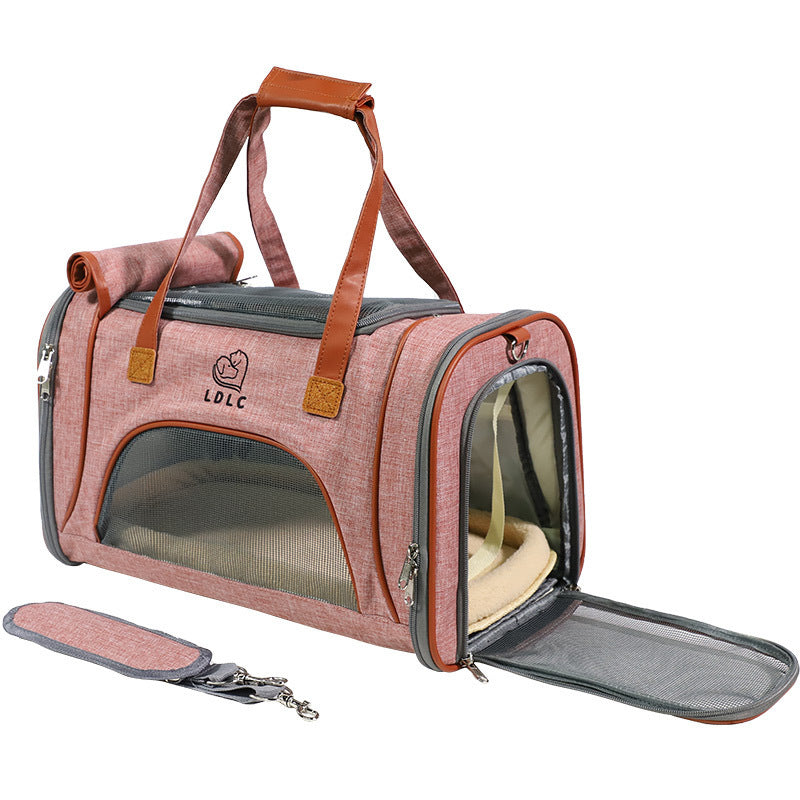 Linen Pet Carrier – Structured Multi-Tone with Vegan Leather Accents