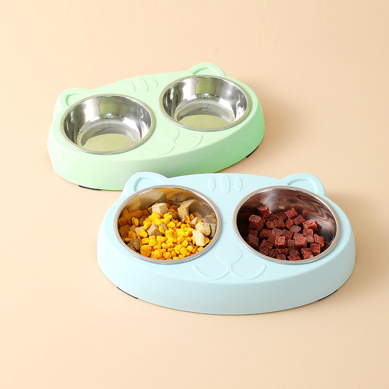 Double Elevated Pet Bowls – Non-Slip Stainless Steel Food & Water Set (Fast Shipping)