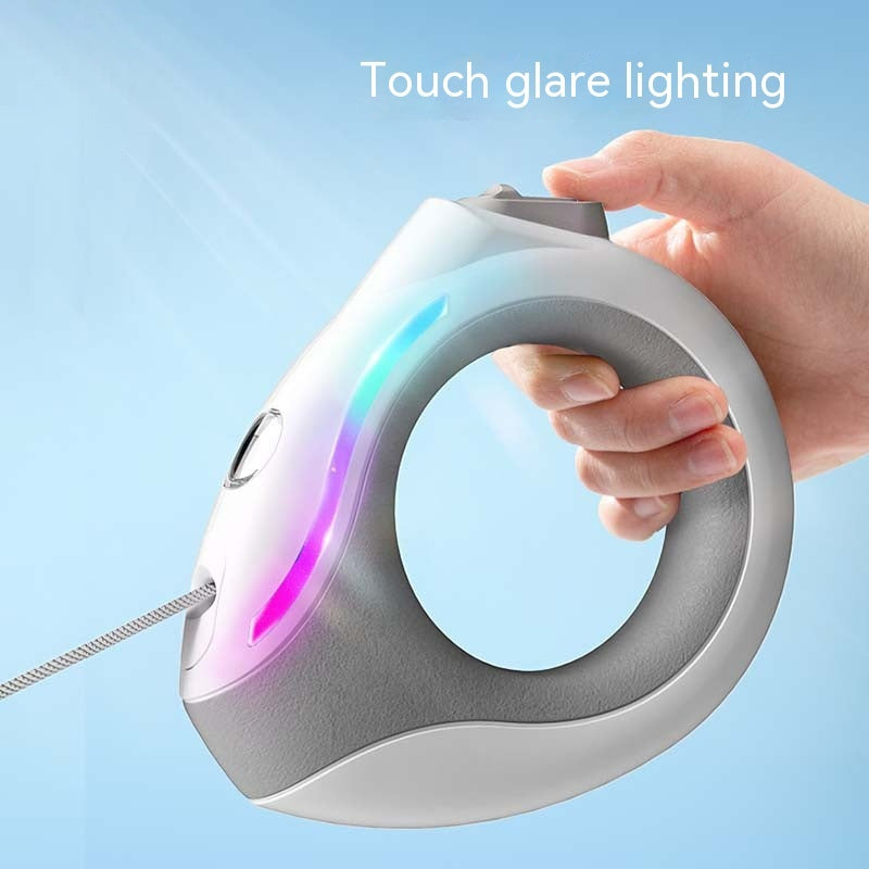 Luminous Ring Retractable Dog Leash – 3M Light-Up Grip Design