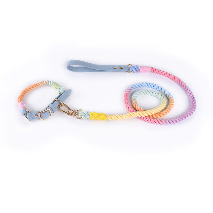 Woven Leather & Cotton Rope Leash Set – Bold Style Meets Everyday Strength