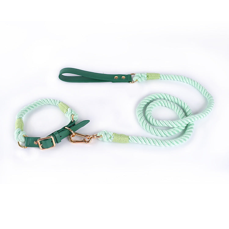 Woven Leather & Cotton Rope Leash Set – Bold Style Meets Everyday Strength