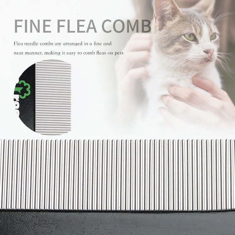 Double-Sided Stainless Steel Pet Comb – Deshedding & Flea Removal for Dogs & Cats