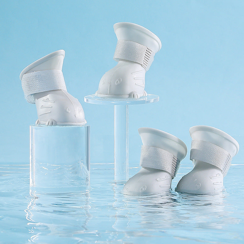 Waterproof Silicone Dog Rain Boots – 4pcs Non-Slip Pet Shoes, Soft & Flexible (Fast Shipping)