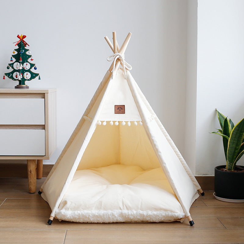 Upgraded BambuTent™ Pet Teepee – 4-Season Comfort with Luxurious Pillow