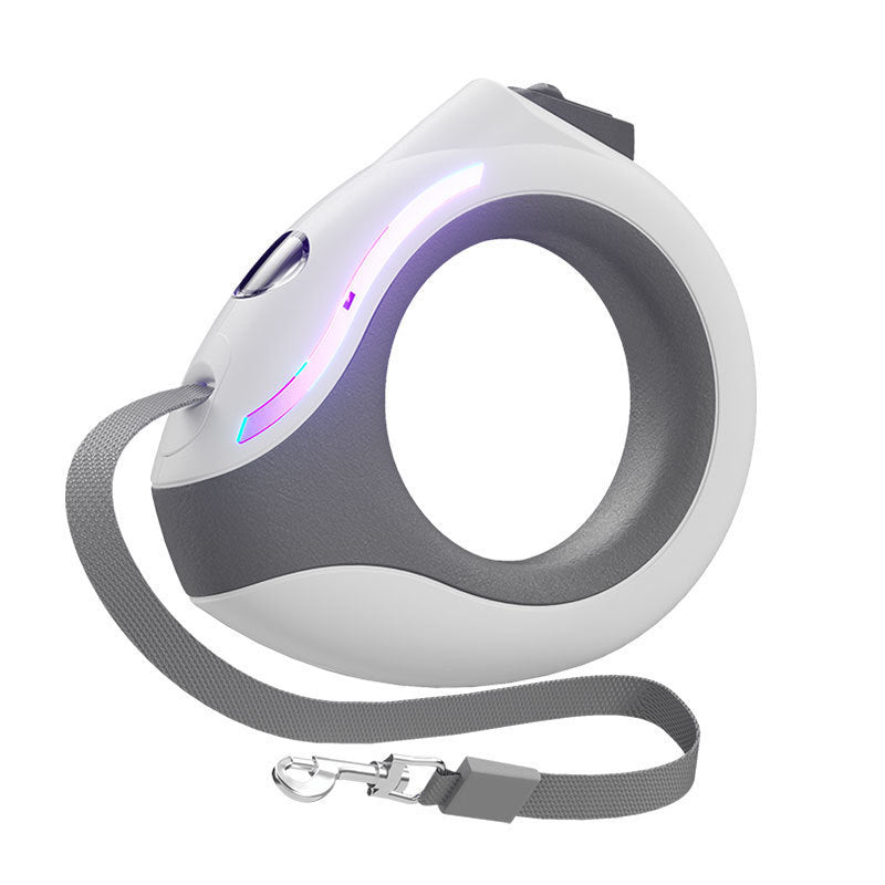 Luminous Ring Retractable Dog Leash – 3M Light-Up Grip Design