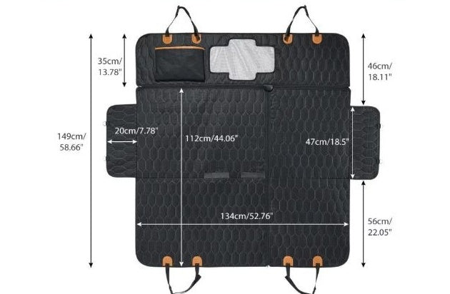 Luxury Quilted 3-in-1 Pet Travel Car Mat – Waterproof, Foldable & Machine Washable