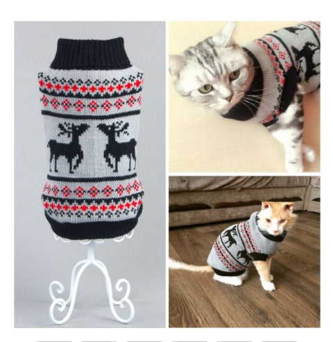 Nordic Knit Pet Sweater – Soft Acrylic in Holiday Colors