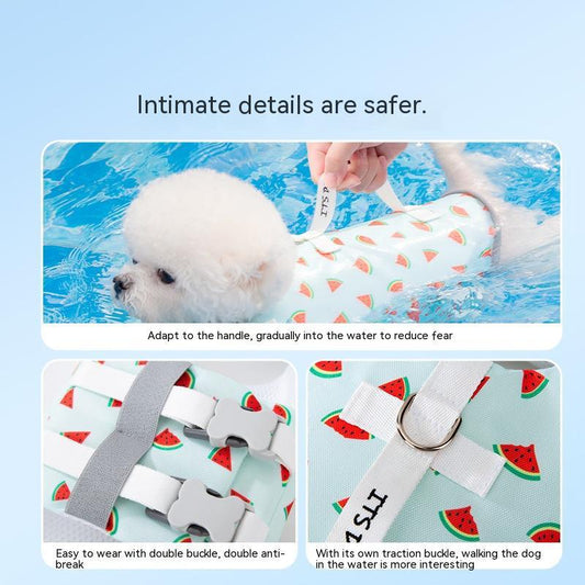 Chic Buoyancy Life Vest – Fruit Print Safety Swimwear for Dogs