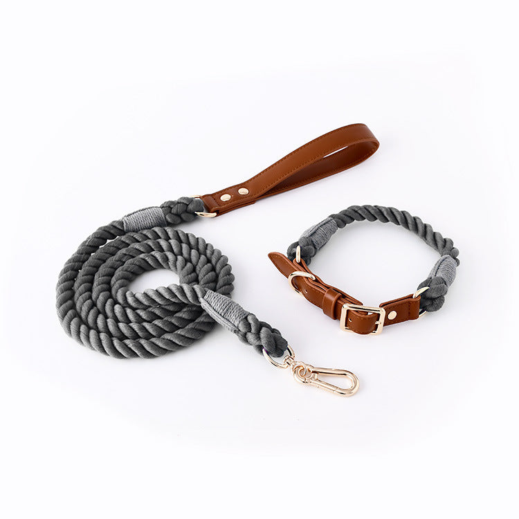 Woven Leather & Cotton Rope Leash Set – Bold Style Meets Everyday Strength