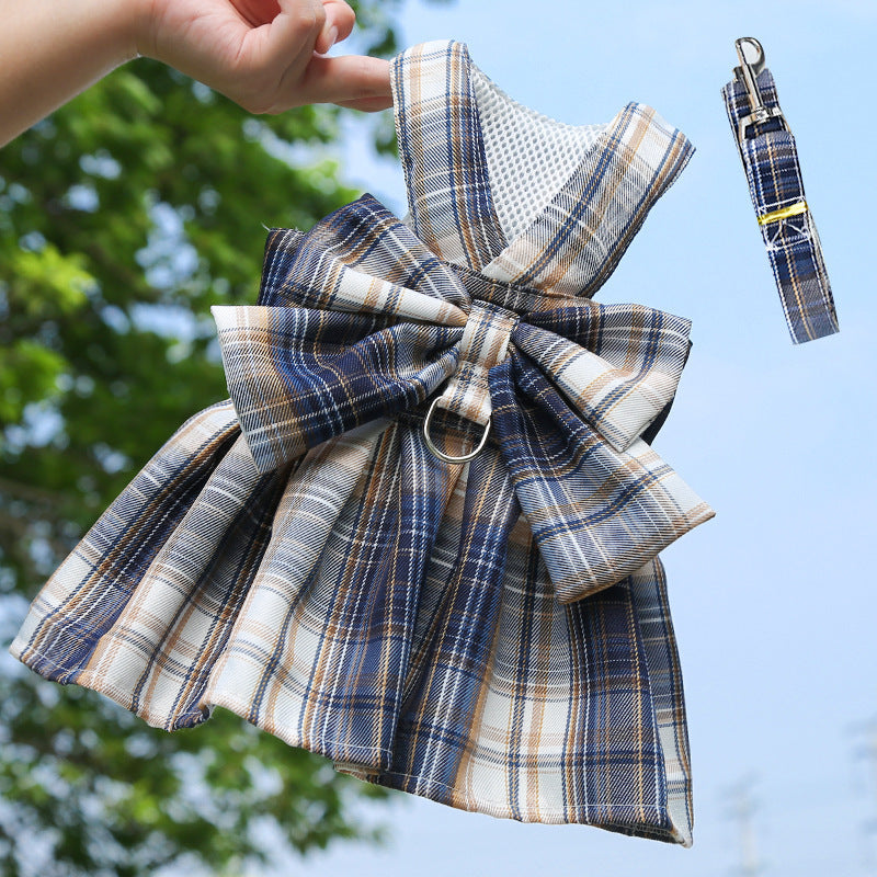 Tartan Bow Harness with Matching Leash – Chic Tails Edition