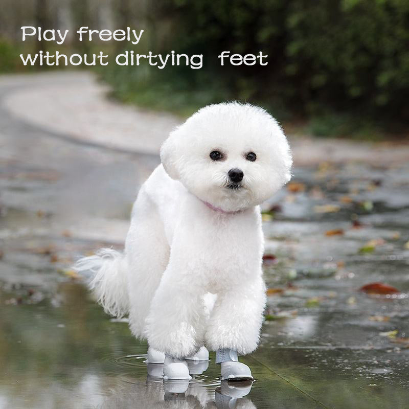 Waterproof Silicone Dog Rain Boots – 4pcs Non-Slip Pet Shoes, Soft & Flexible (Fast Shipping)