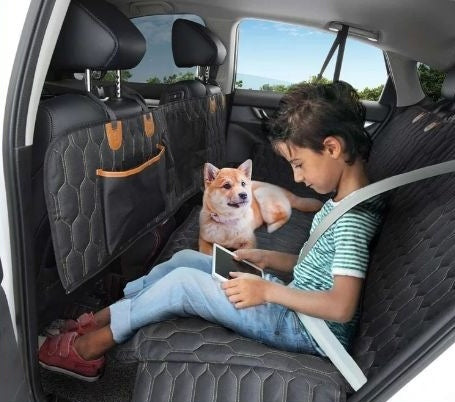 Luxury Quilted 3-in-1 Pet Travel Car Mat – Waterproof, Foldable & Machine Washable