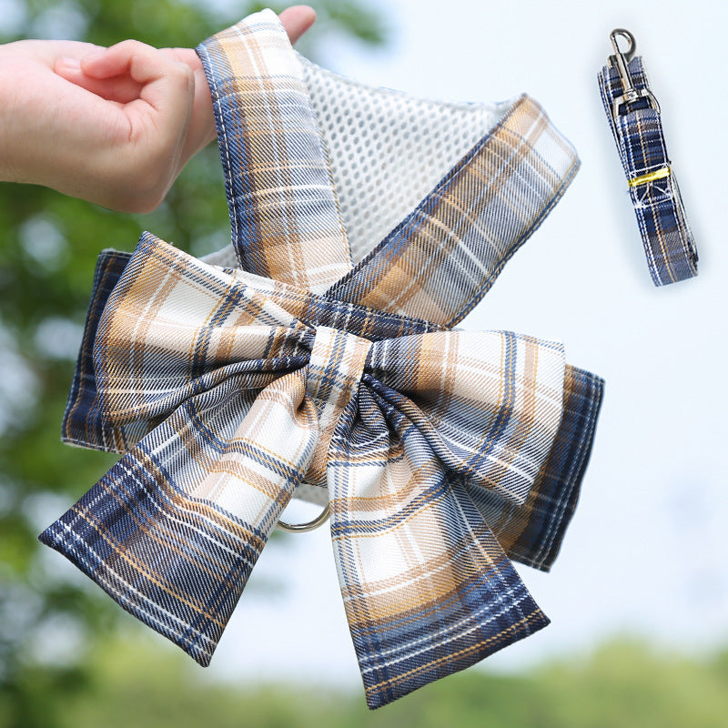 Tartan Bow Harness with Matching Leash – Chic Tails Edition