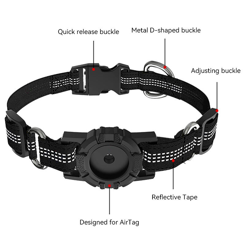 Reflective Anti-Lost Pet Collar – Sleek, Secure & AirTag-Ready