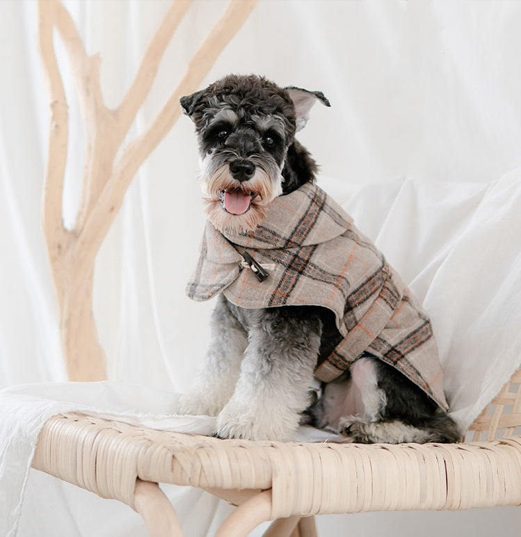 Tailored Windbreaker Coat – Beige Plaid with Quilted Lining