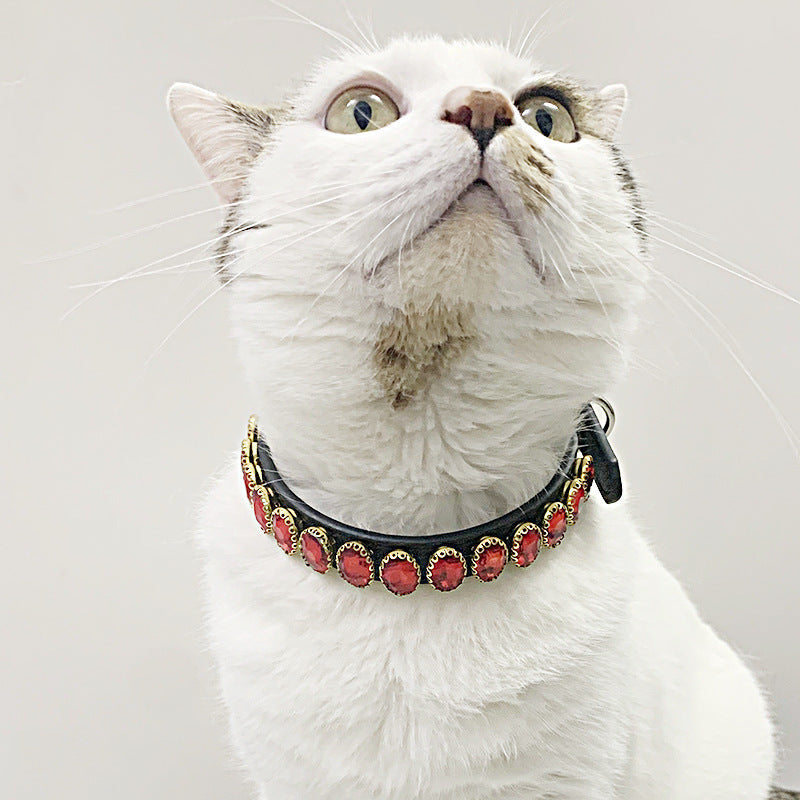 Retro Crystal Pet Collar – Chic Style for Cats & Small Dogs
